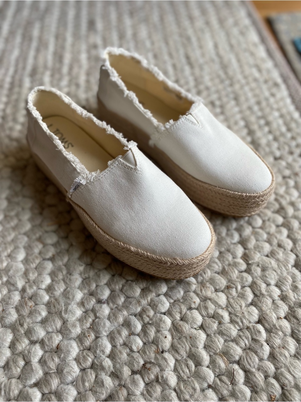 TOMS White Canvas Espadrille Slip-On Shoes